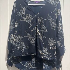 West Kei Navy Floral Blouse